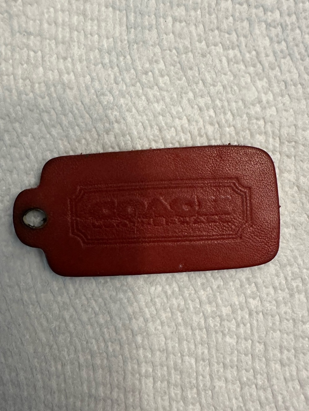 Vintage Coach Leatherware Red One Sided Hang Tag